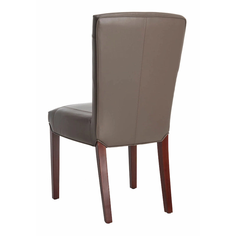 Parsons Marbled Leather Dining Side Chair with Cherry Mahogany Legs
