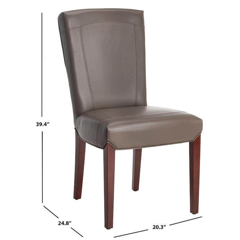 Parsons Marbled Leather Dining Side Chair with Cherry Mahogany Legs