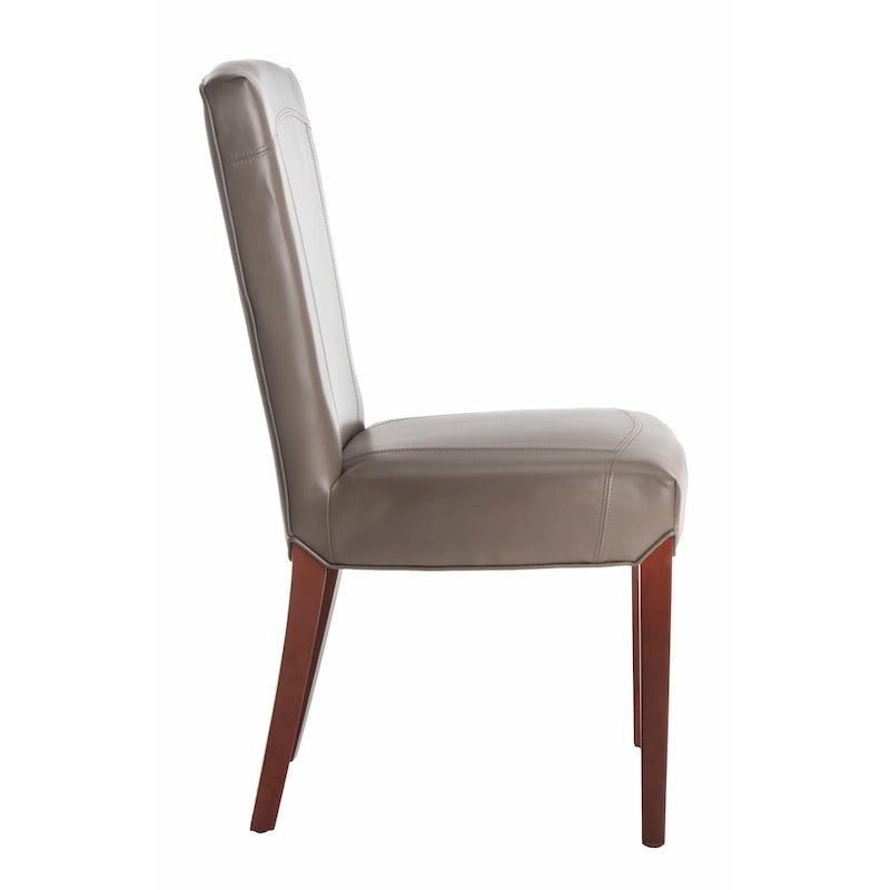 Parsons Marbled Leather Dining Side Chair with Cherry Mahogany Legs