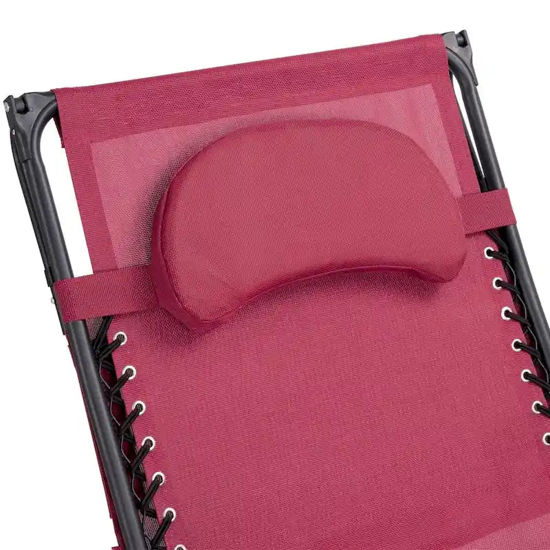 Dark Red Portable Reclining Lounge Chair with Sunshade Canopy and Cup Holder