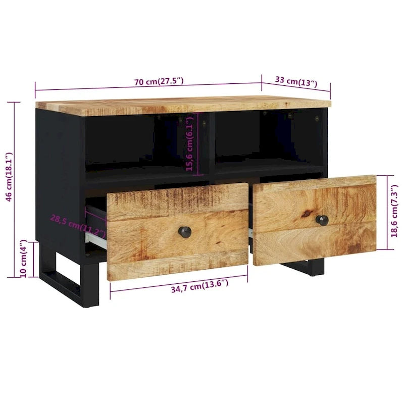 vidaXL TV Stand 27.6x13x18.1 Solid Wood Mango