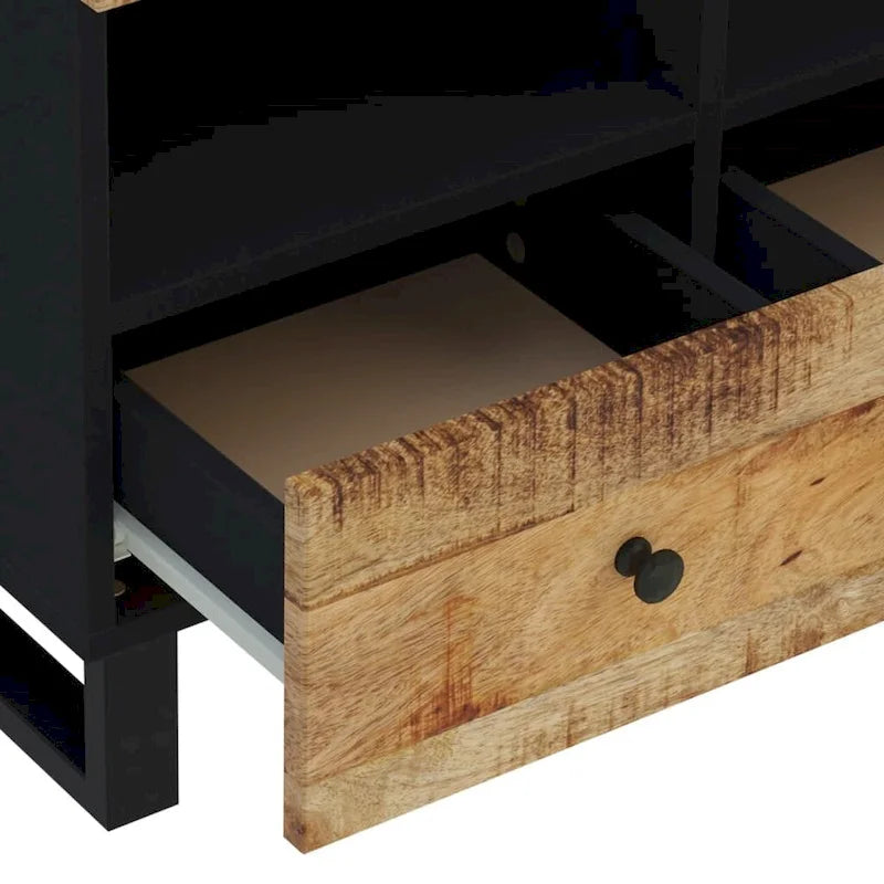 Industrial Solid Wood TV Stand with Two Drawers and Two Storage Compartments