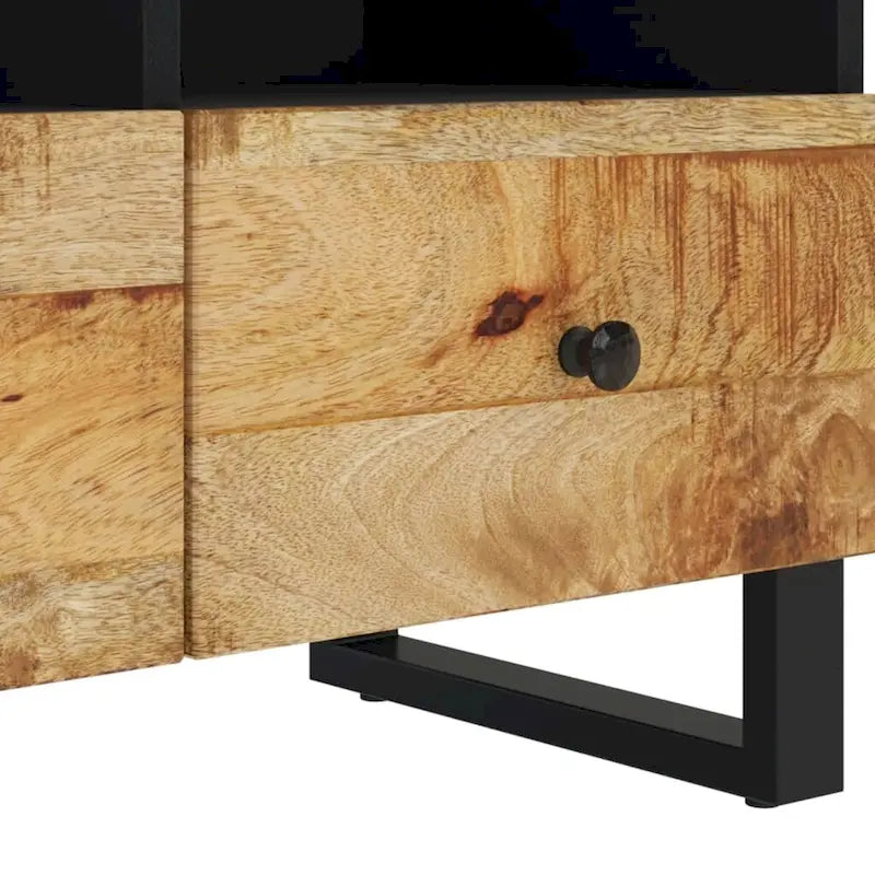 Industrial Solid Wood TV Stand with Two Drawers and Two Storage Compartments