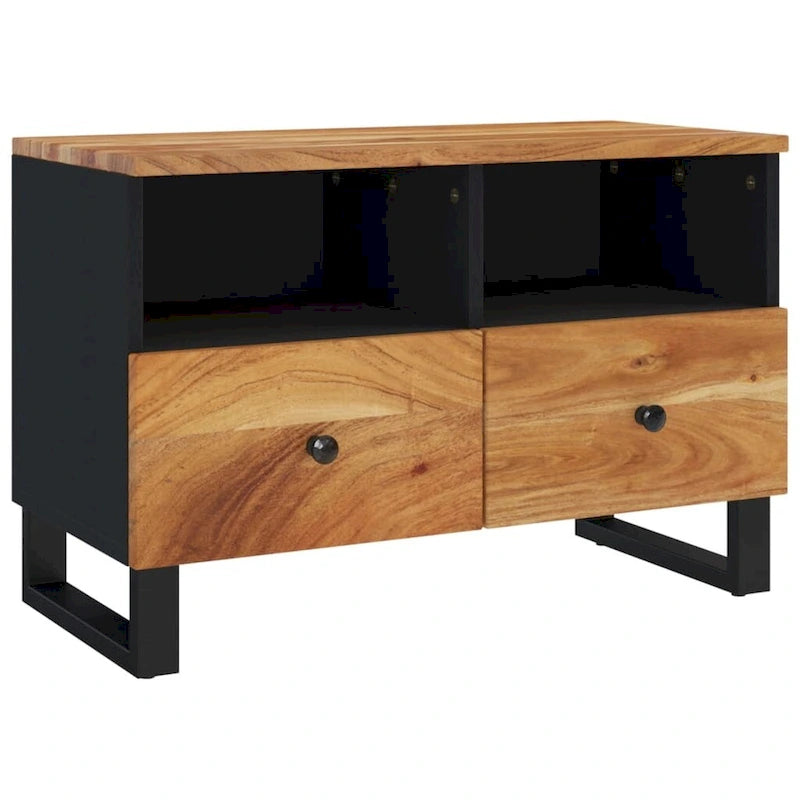 Industrial Solid Wood TV Stand with Two Drawers and Two Storage Compartments