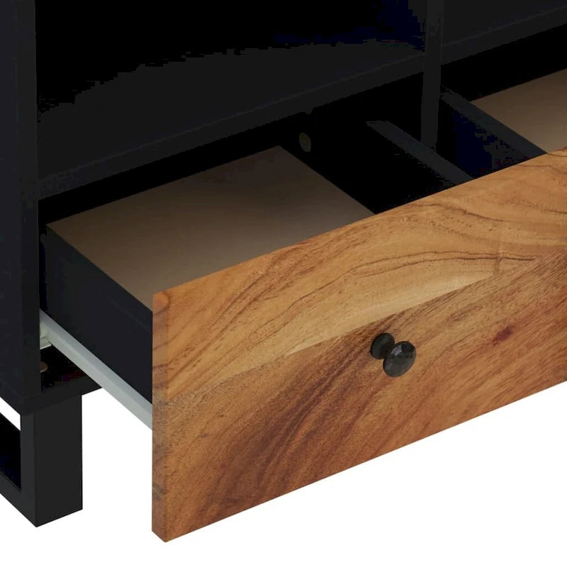 Industrial Solid Wood TV Stand with Two Drawers and Two Storage Compartments