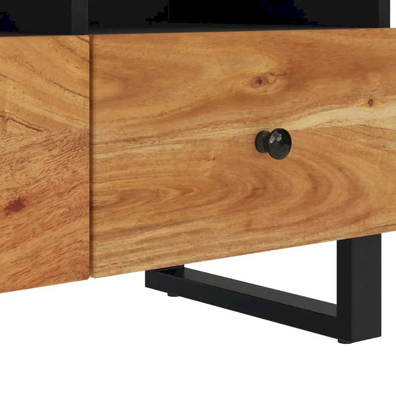 Industrial Solid Wood TV Stand with Two Drawers and Two Storage Compartments
