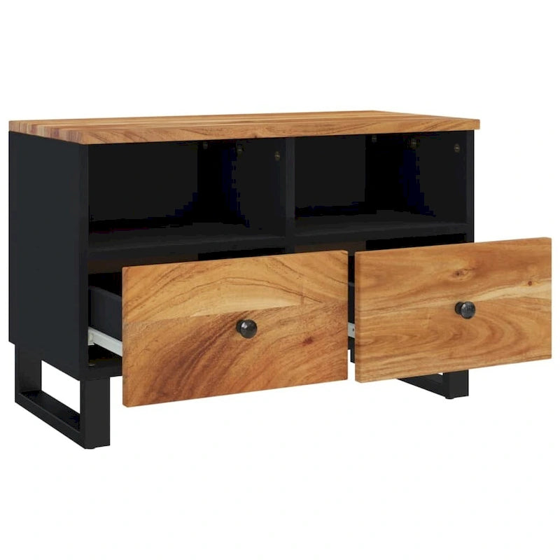Industrial Solid Wood TV Stand with Two Drawers and Two Storage Compartments