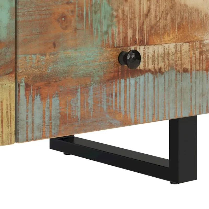 Industrial Solid Wood TV Stand with Two Drawers and Two Storage Compartments