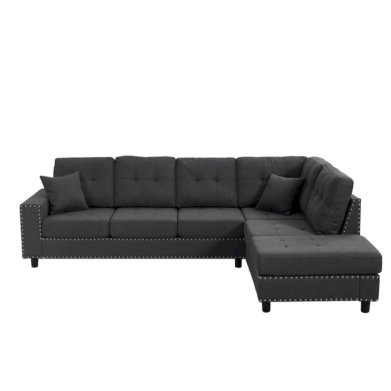 109.2L-shaped Modular Sectional Sofa with Removable Back Cushions and 2 Pillows, for Living rooms, Offices, and Apartments