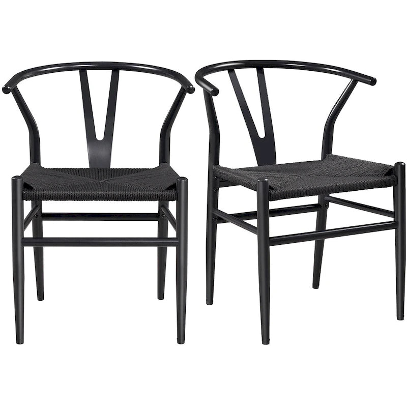 Yaheetech Modern Weave Y-Shaped Dining Chair with Solid Metal Frame