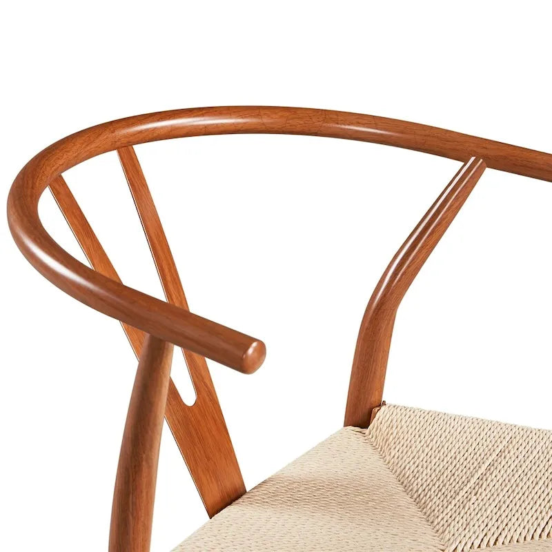 Modern Paper Twine Weave Y-Shaped Dining Chair with Iron Metal Frame