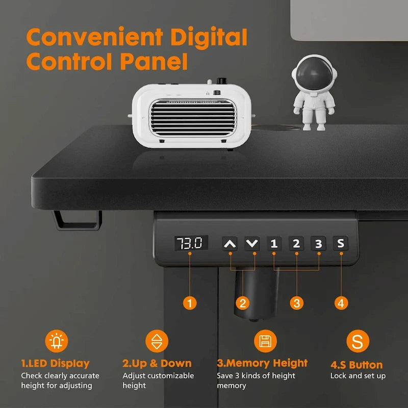 Electric Height Adjustable Sit-to-Stand Ergonomic Desk with Memory Settings