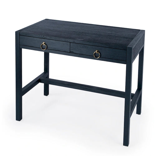 Acacia Wood Writing Desk with Two Dovetail Drawers and Ring Pull Hardware