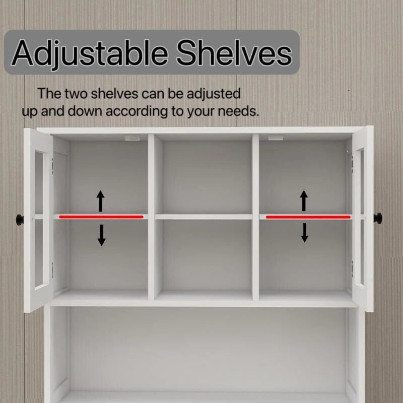 White Tall Bathroom Storage Cabinet with Two Laundry Compartments and Adjustable Shelves