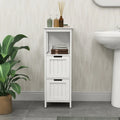 13W Narrow Floor Cabinet , 2-Drawer Bathroom Cabinet Organizer with Open Storage Shelf for Bath, Kitchen, Bedroom - White