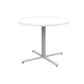 Round Laminate Cafe Dining Table with Powder-Coated Silver Base