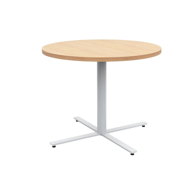 Round Laminate Cafe Dining Table with Powder-Coated Silver Base