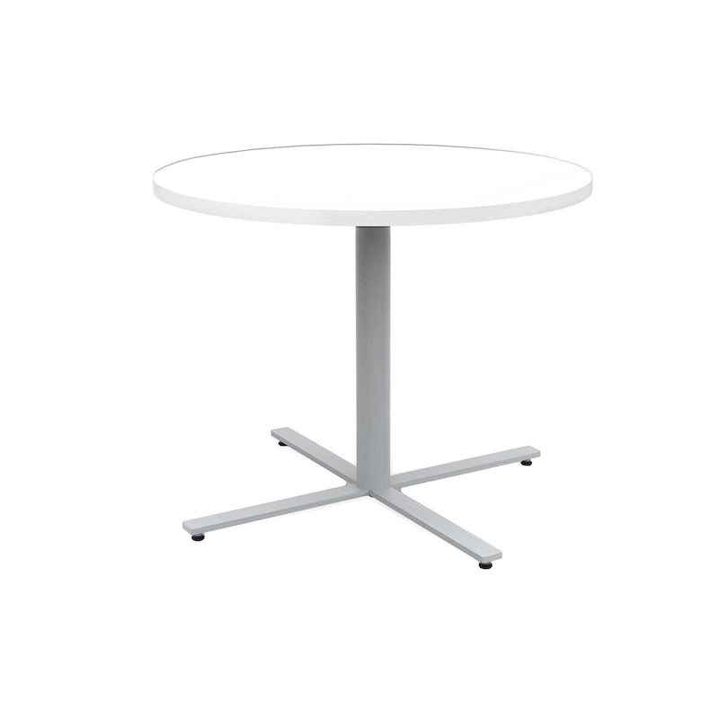 Round Laminate Cafe Dining Table with Powder-Coated Silver Base