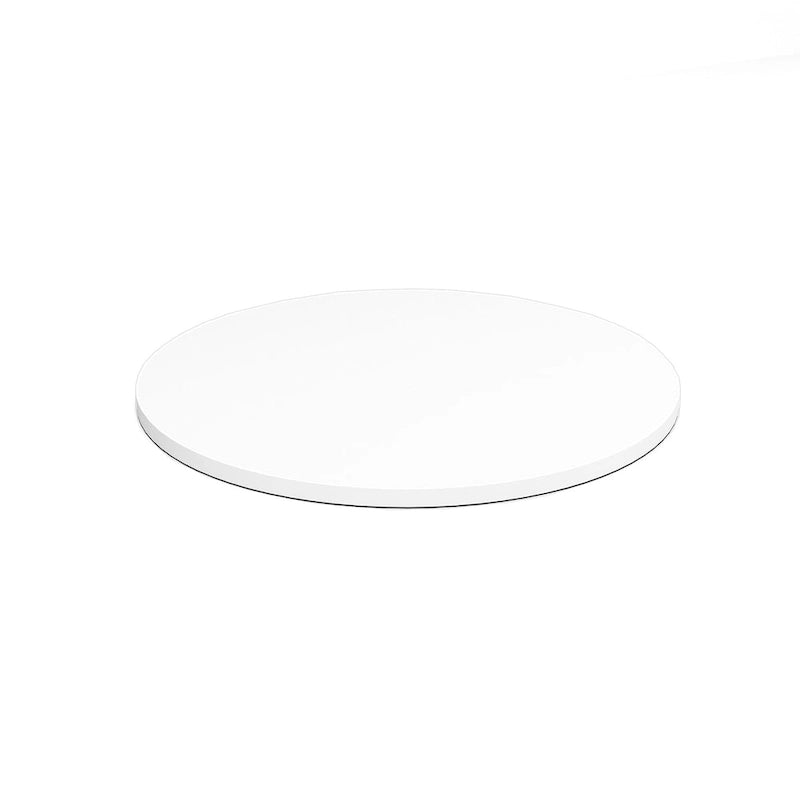 Round Laminate Cafe Dining Table with Powder-Coated Silver Base