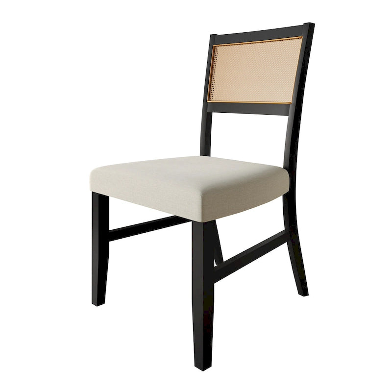 Contemporary Upholstered Dining Chair with Cane Motif Backrest in Mixed Colors