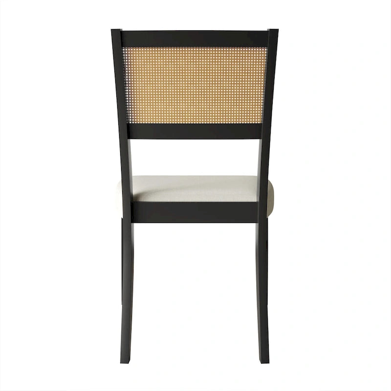 Contemporary Upholstered Dining Chair with Cane Motif Backrest in Mixed Colors
