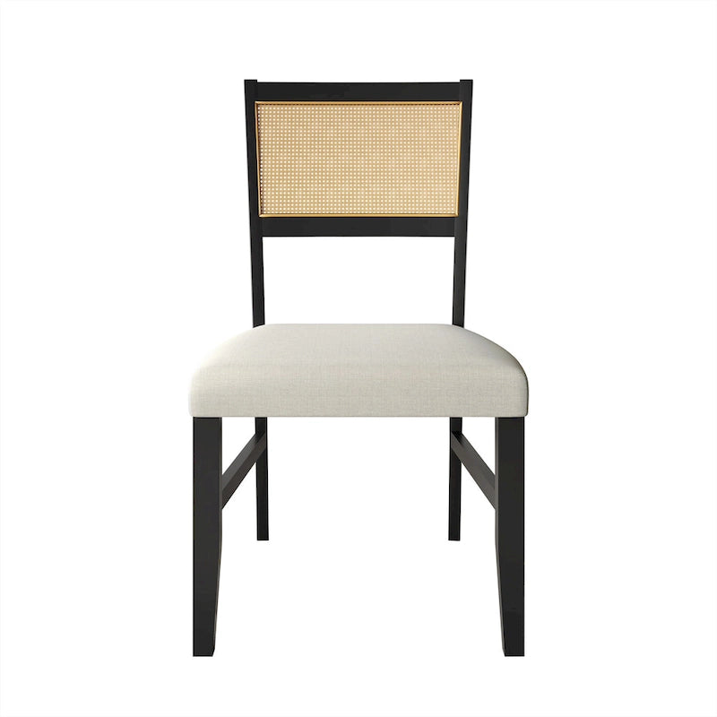 Contemporary Upholstered Dining Chair with Cane Motif Backrest in Mixed Colors