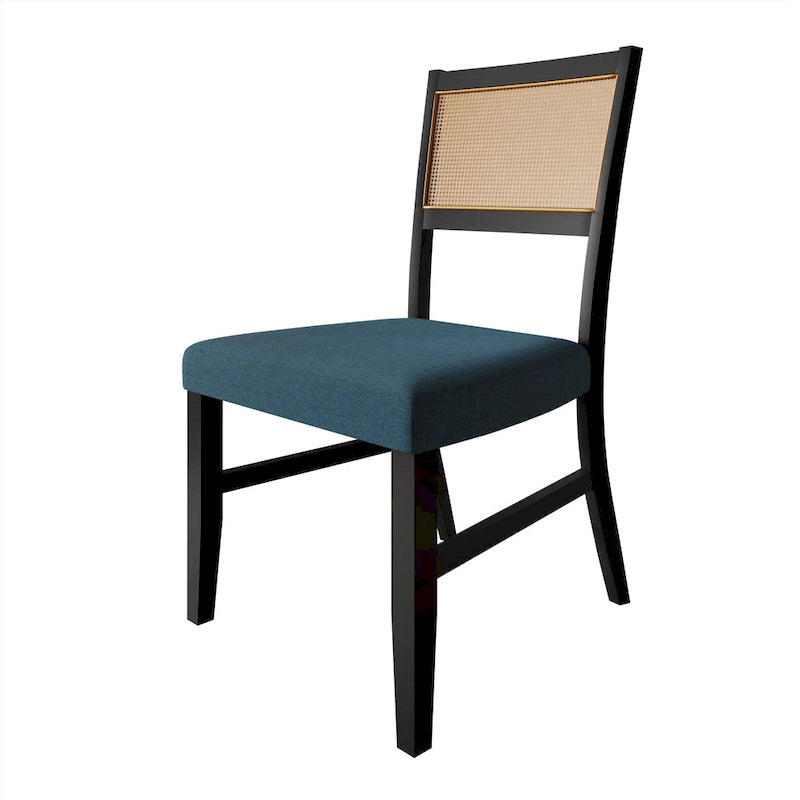 Contemporary Upholstered Dining Chair with Cane Motif Backrest in Mixed Colors