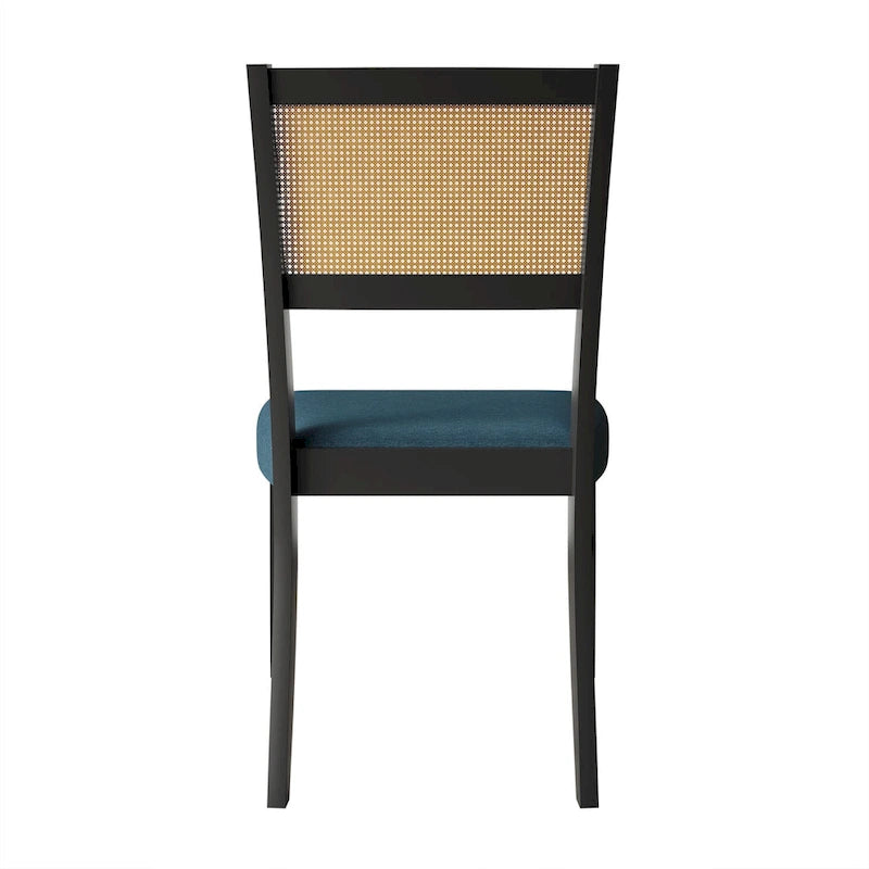 Contemporary Upholstered Dining Chair with Cane Motif Backrest in Mixed Colors