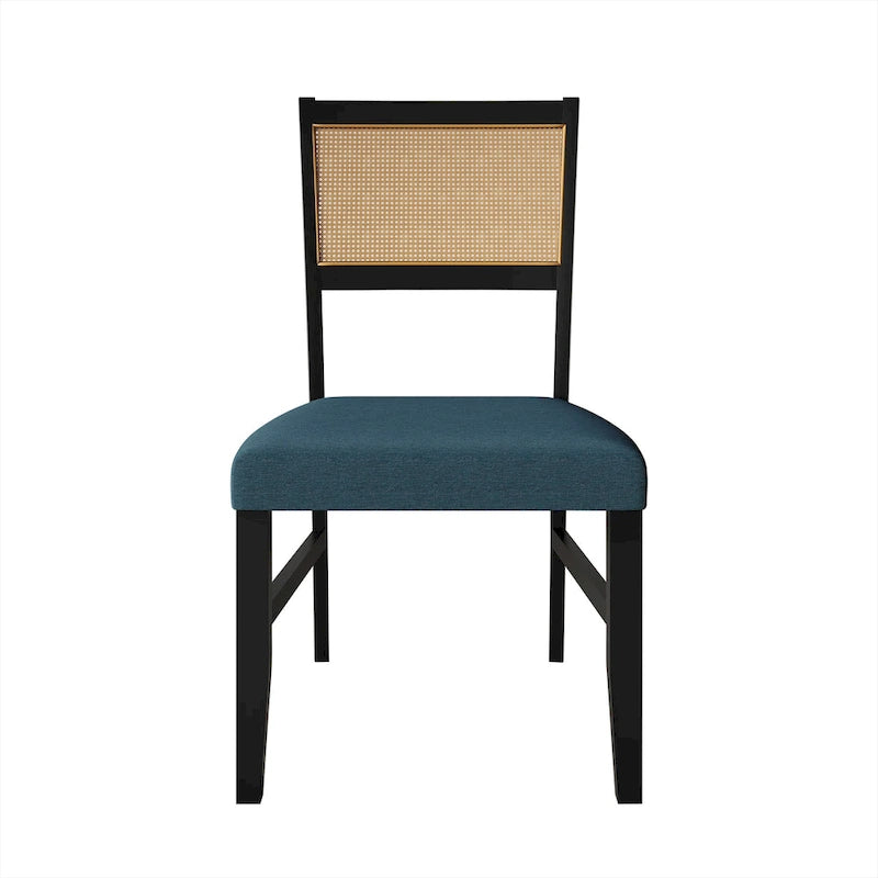 Contemporary Upholstered Dining Chair with Cane Motif Backrest in Mixed Colors