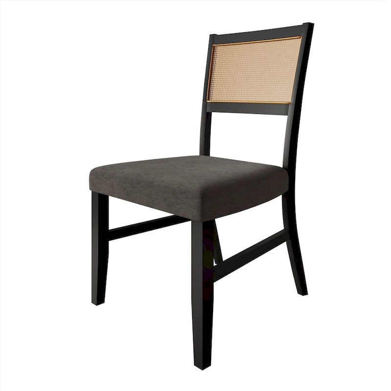 Contemporary Upholstered Dining Chair with Cane Motif Backrest in Mixed Colors