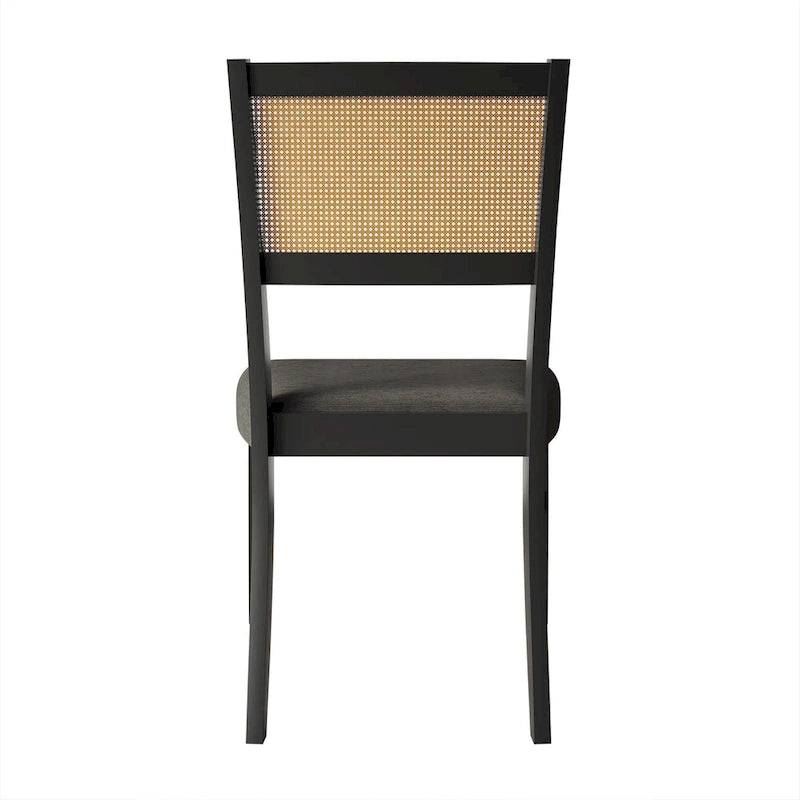 Contemporary Upholstered Dining Chair with Cane Motif Backrest in Mixed Colors