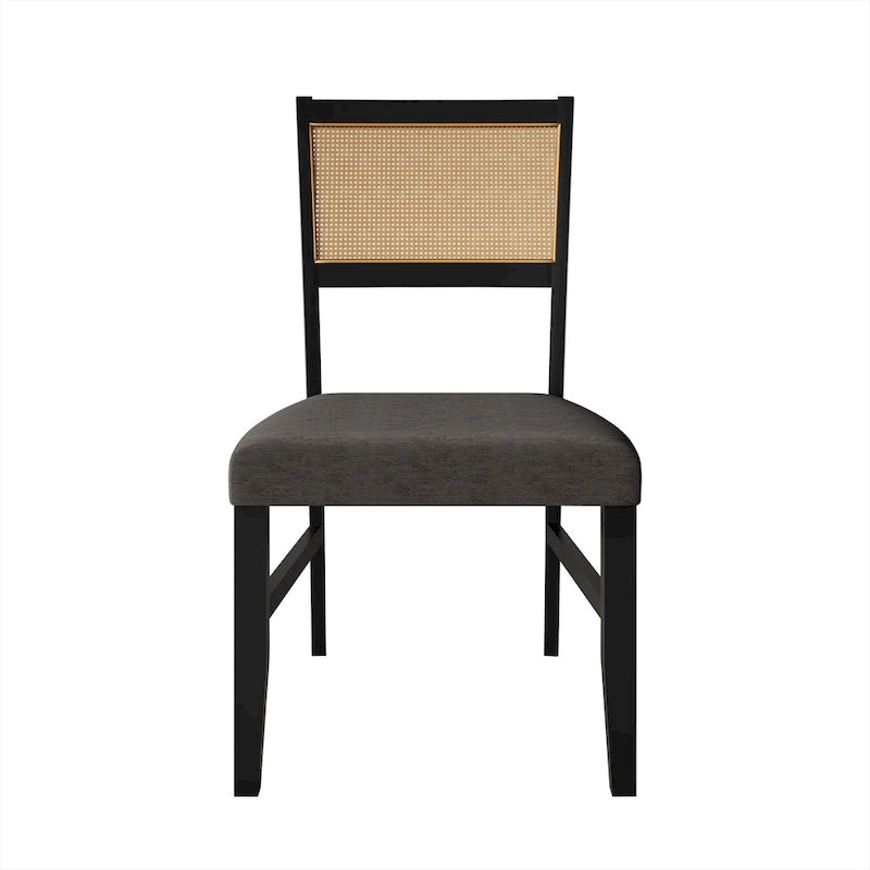 Contemporary Upholstered Dining Chair with Cane Motif Backrest in Mixed Colors