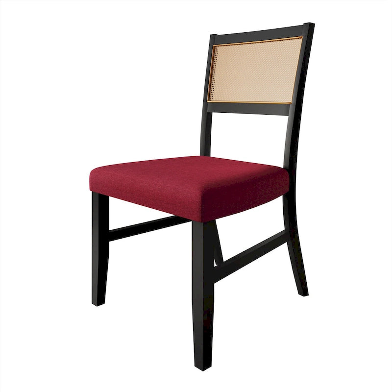 Contemporary Upholstered Dining Chair with Cane Motif Backrest in Mixed Colors