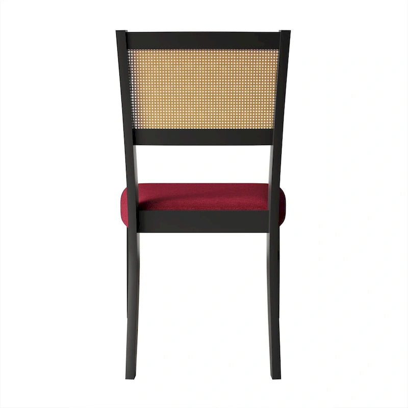 Contemporary Upholstered Dining Chair with Cane Motif Backrest in Mixed Colors
