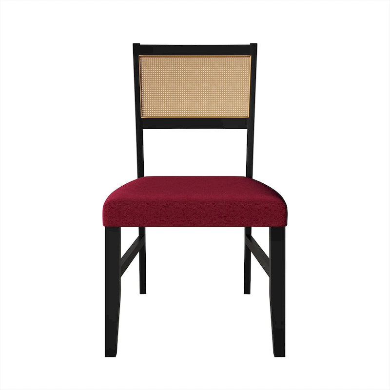 Contemporary Upholstered Dining Chair with Cane Motif Backrest in Mixed Colors