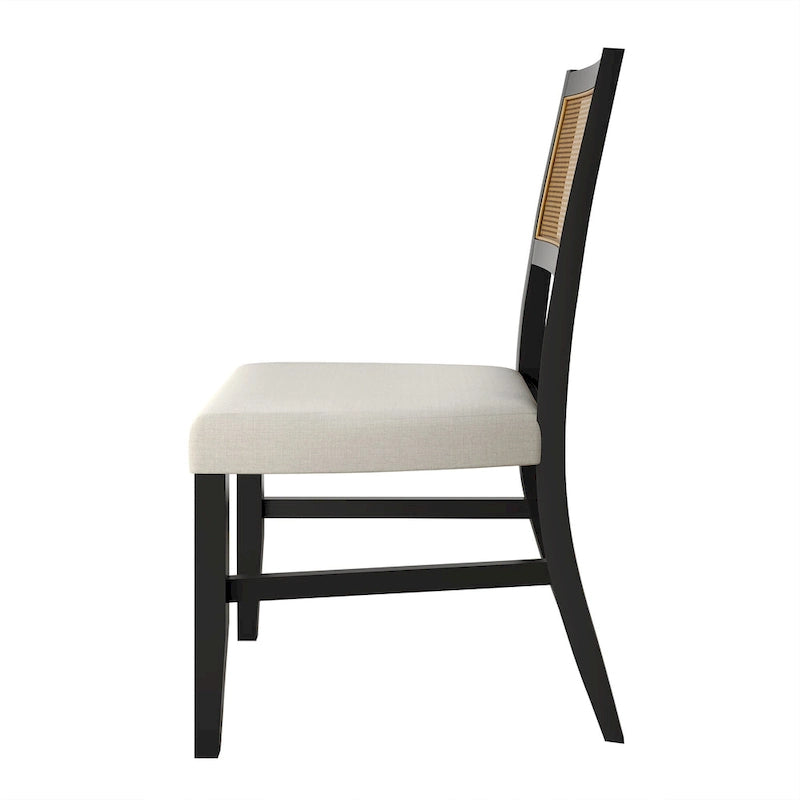 Contemporary Upholstered Dining Chair with Cane Motif Backrest in Mixed Colors