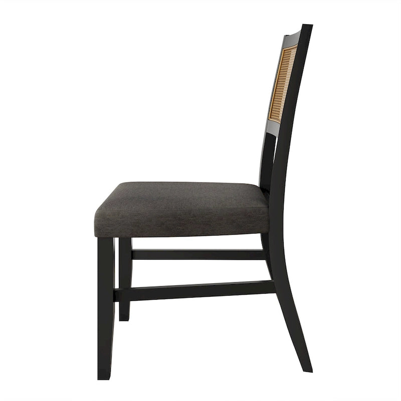 Contemporary Upholstered Dining Chair with Cane Motif Backrest in Mixed Colors
