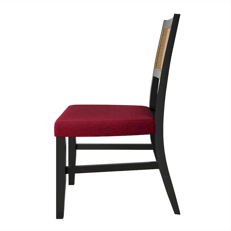Contemporary Upholstered Dining Chair with Cane Motif Backrest in Mixed Colors